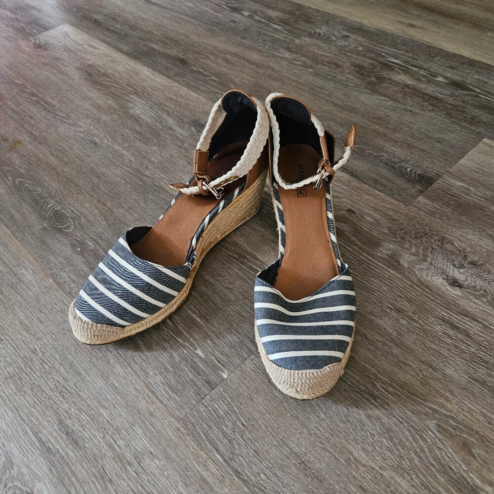 Sperry Valencia Stripe Espadrille Wedges Size 11